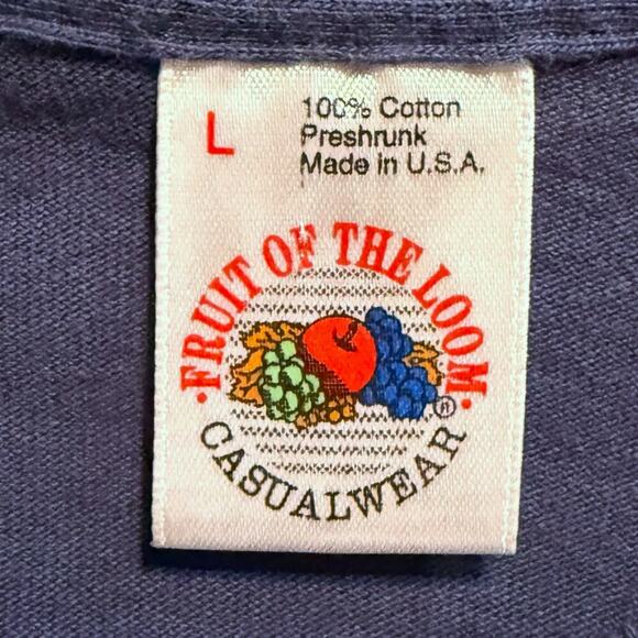 Vintage Cowboys T-Shirt Mens Single Stitch Navy Embossed Graphic 90s Tee Sz L - Picture 4 of 6